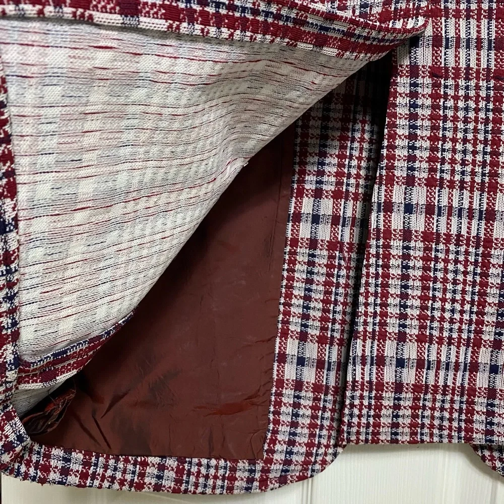70s vtg Double Knit Plaid Blazer